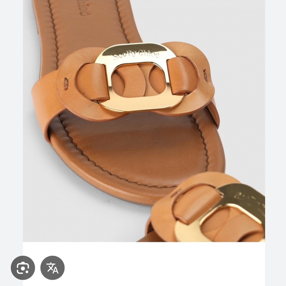 See By Chloe Tan Sandals with Gold Accents-Never Worn
